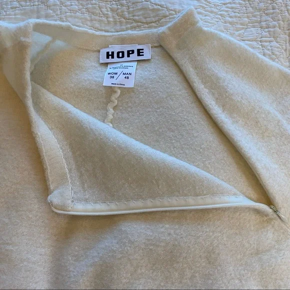 Hope White Oversized Mockneck Unisex Wool Sweater - Picture 8 of 14